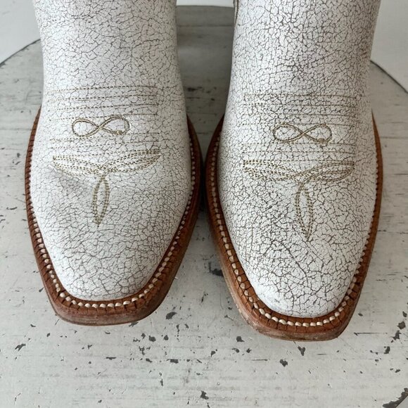 Rod Patrick Womens Cowboy Booties 8.5 A White Cowgirl Western Short Ankle Boots - Picture 6 of 12